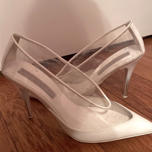 vintage stella mccartney pvc clear and white leather pumps - US10 - Picture 3 of 5